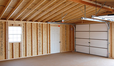 Interior Of A Vinyl Sided 2-Car Modular Garage Built By Pine Creek Structures