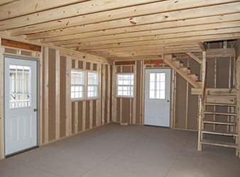 Custom 2-Story Gambrel Cabin Interior built by Pine Creek Structures