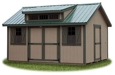 12x16 LP Cape Cod Storage Shed with Cape Dormer and metal roof