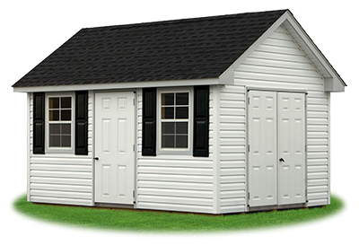 10 x 14 Vinyl Cape Cod Storage Shed - white, grey and charcoal