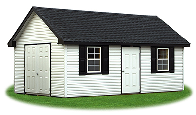 12 x 20 Vinyl Cape Cod Storage Shed - white, black, and charcoal