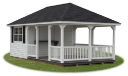 Custom Hip Style Vinyl Shed from Pine Creek Structures