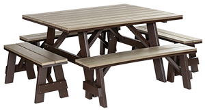 Pine Creek Structures Outdoor Patio Furniture - Poly Picnic Table & Separate Benches
