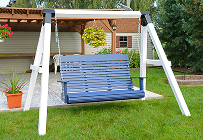 Poly Contoured Swing in Patriot Blue and a Vinyl Sleeved A-Frame