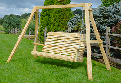 Wooden Contoured Swing and Wooden A-Frame