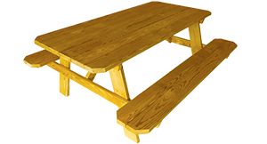 Pine Creek Structures Outdoor Patio Furniture - Wooden Picnic Table With Attached Benches