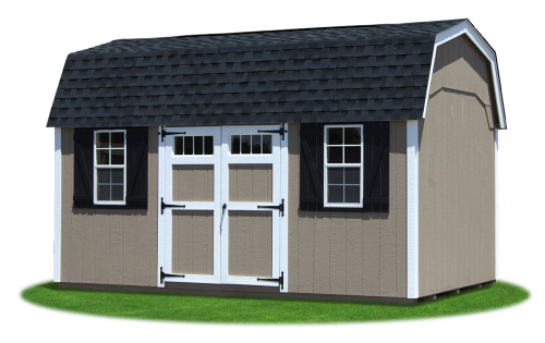 10x16 LP Sided Gambrel (Dutch) Storage Shed with a New England Package