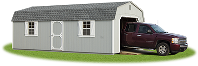 gambrel style single car garage with LP siding