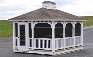 vinyl rectangle gazebo with screens from Pine Creek Structures
