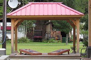 hip pavilion with floor and metal roof from Pine Creek Structures