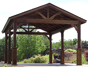 wood peak pavilion with savannah posts from Pine Creek Structures