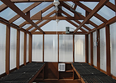 8x12 large prefabricated greenhouse interior from pine creek structures 