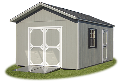12x20 Front Entry Peak Storage Shed with Aluminum Ramps available at Pine Creek Structures