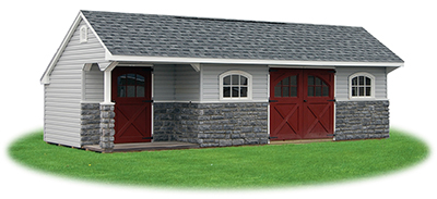 Customized 10x20 Providence Carriage House Style Storage Shed with vinyl siding