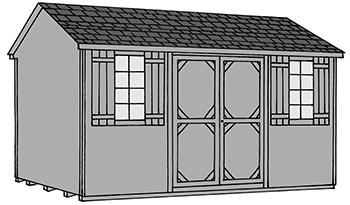 Pine Creek Structures side entry peak style storage shed
