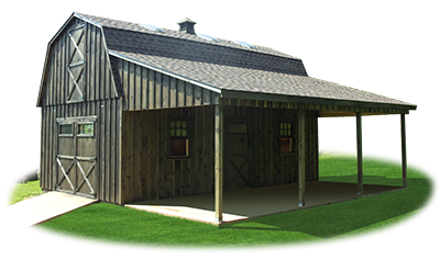 Customized Two Story Gambrel Barn Storage Shed from Pine Creek Structures