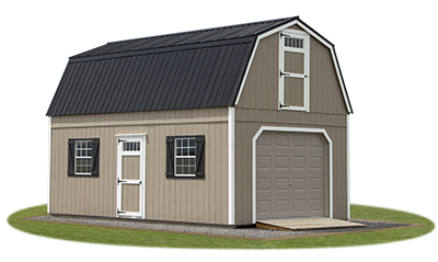 New England Style Two Story Garage with Gambrel Roof from Pine Creek Structures