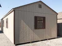 14x40 Peak Style One-Car Garage With Clay LP Siding and Brown Trim From Pine Creek Structures