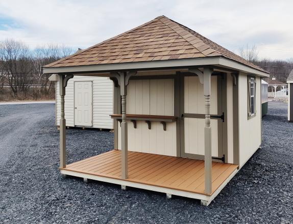 Exterior 10x16 Hip Style Pool Shed For Sale
