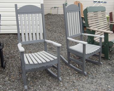 Set of Porch Rockers in Light Grey and Dark Grey Poly Lumber
