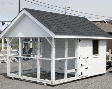 8x12 King Coop Style Chicken Coop with White Siding