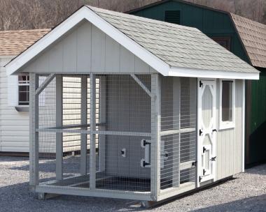 6x12 King Coop Style Chicken Coop with Grey Siding and White Trim