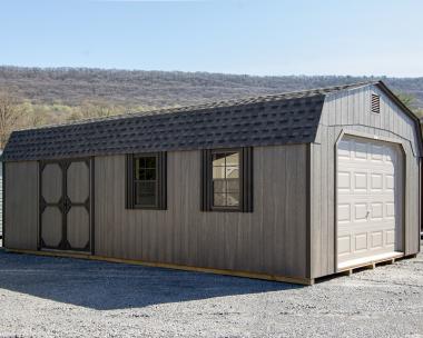 14x28 Gambrel Barn Style Single-Car Garage with LP Engineered Siding at Pine Creek Structures