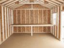 12x20 Peak Style Storage Shed Interior with a Workbench